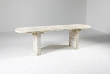 Load image into Gallery viewer, Brutalist travertine console or dining table