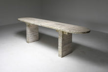 Load image into Gallery viewer, Brutalist travertine console or dining table