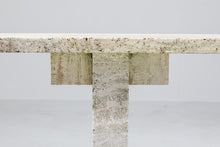 Load image into Gallery viewer, Brutalist travertine console or dining table