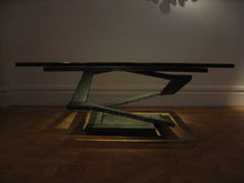 Load image into Gallery viewer, Cast metal center table with glass top
