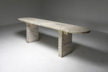 Load image into Gallery viewer, Brutalist travertine console or dining table
