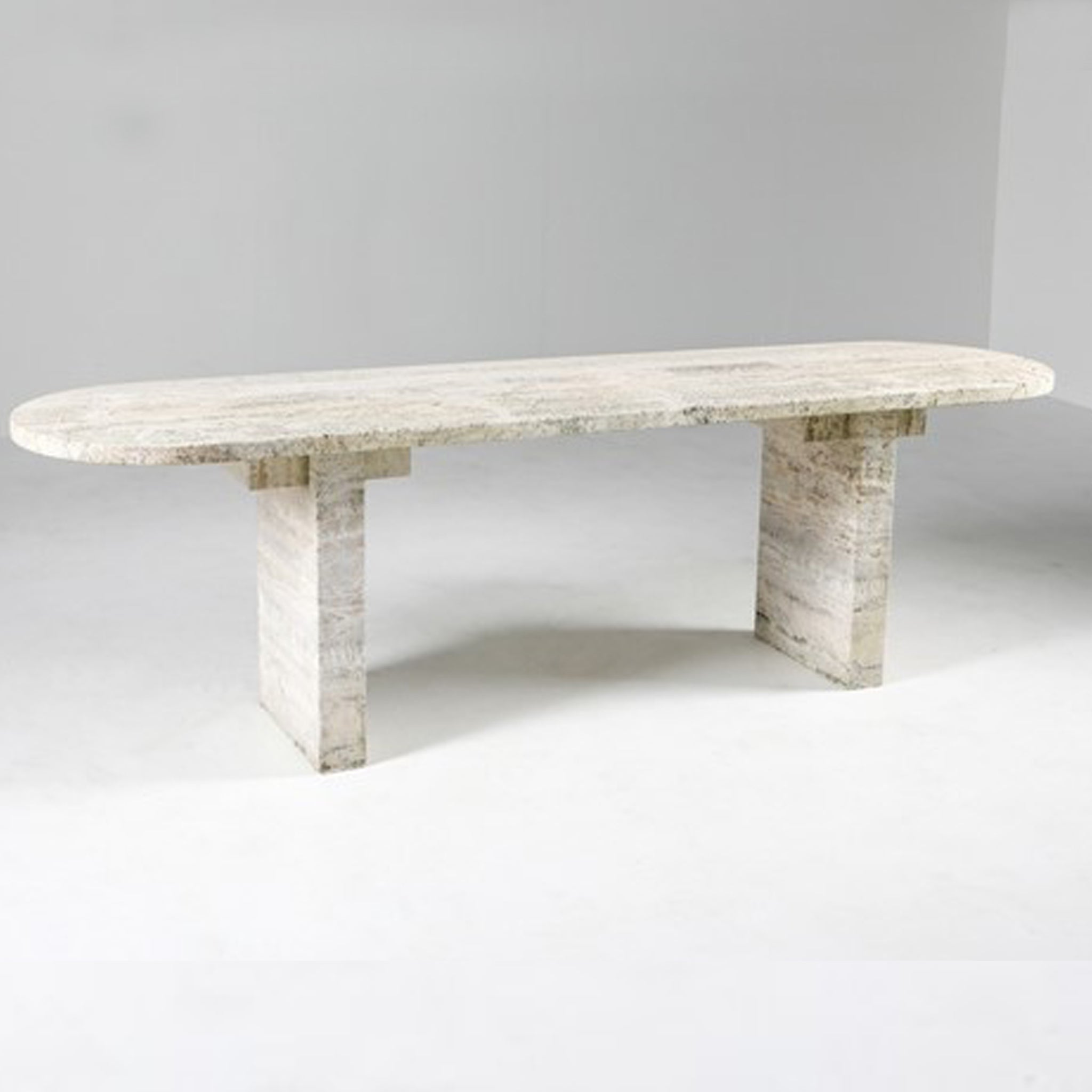 Brutalist travertine console or dining table